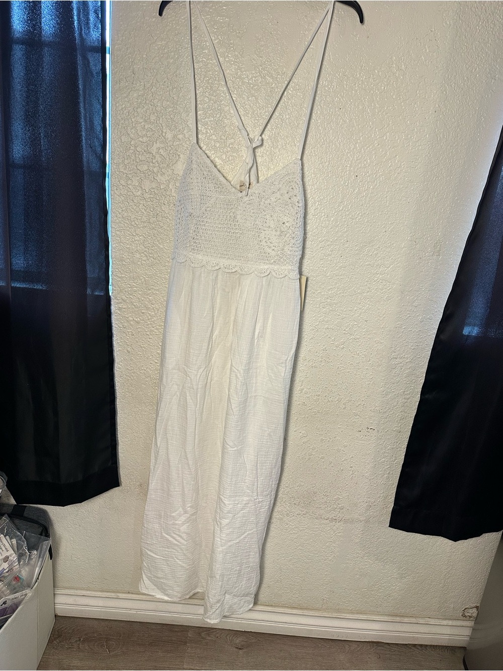 Universal Thread White Maxi Dress with Crochet Bodice